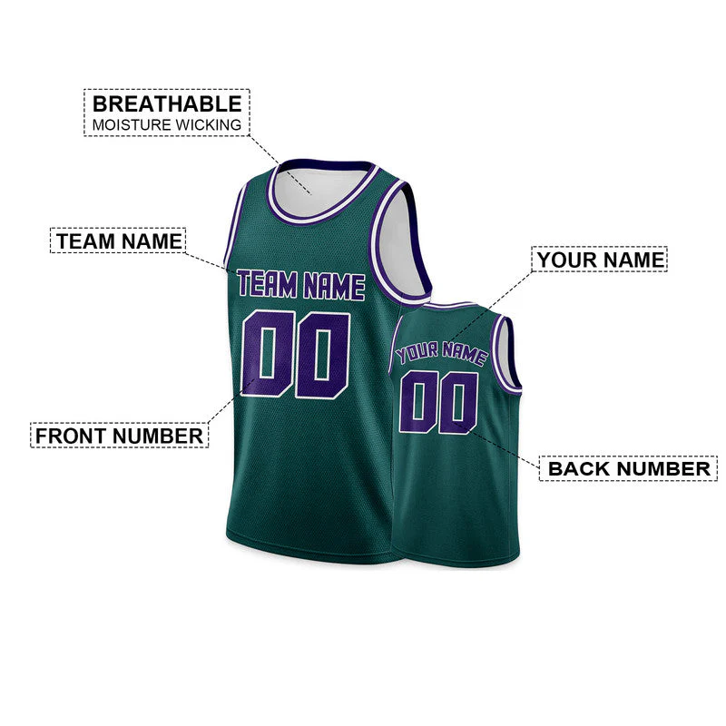 Custom Aqua Purple Round Neck Rib-Knit Basketball Jersey