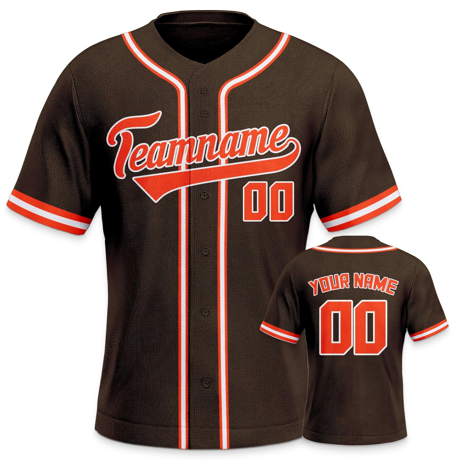 Custom Brown Orange-White Authentic Classic Baseball Jersey
