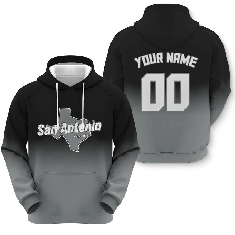 Custom Sports Pullover Sweatshirt Basketball Split State Map San Antonio Fashion Hoodie