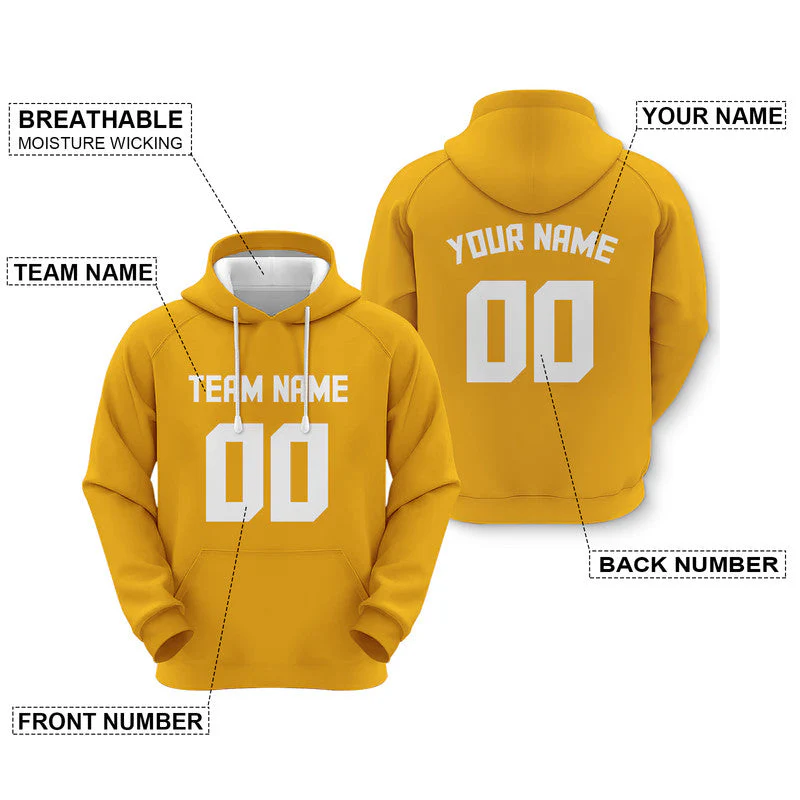 Custom Gold White Sports Pullover  Sweatshirt Football Hoodie