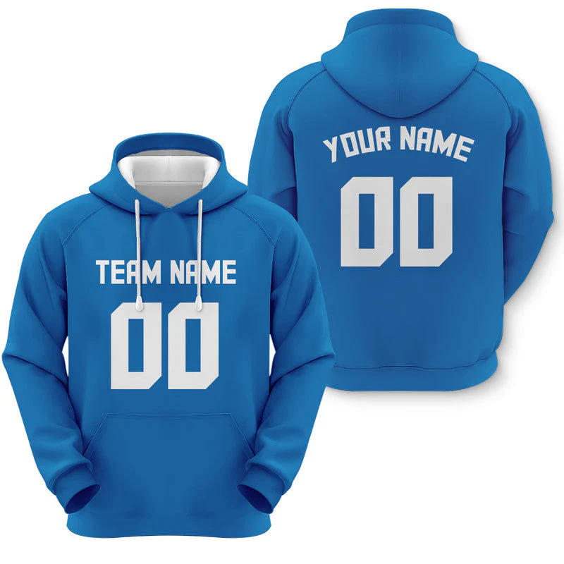 Custom Blue White Sports Pullover  Sweatshirt Football Hoodie