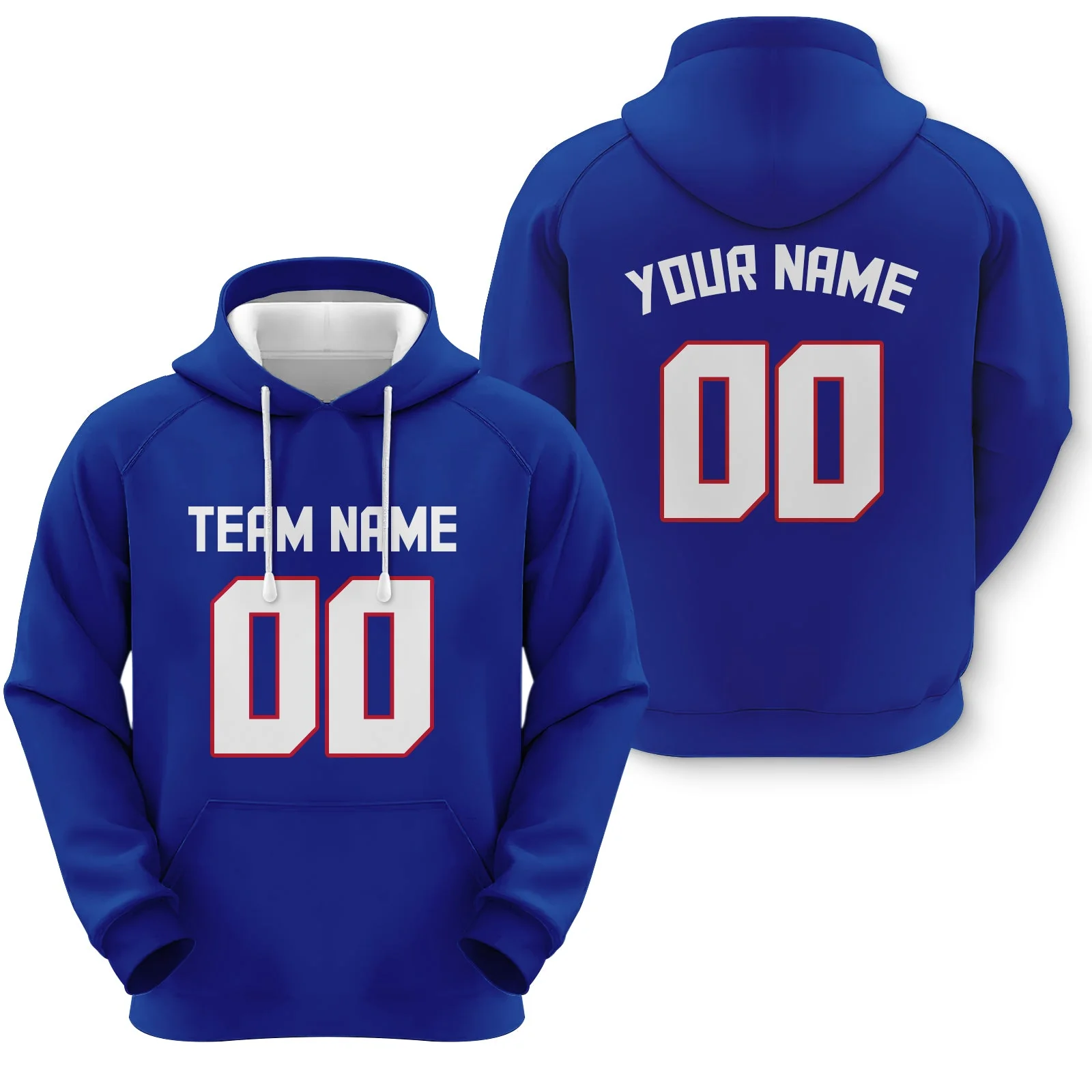 Custom Royal White-Red  Sports Pullover Sweatshirt  Football Hoodie1