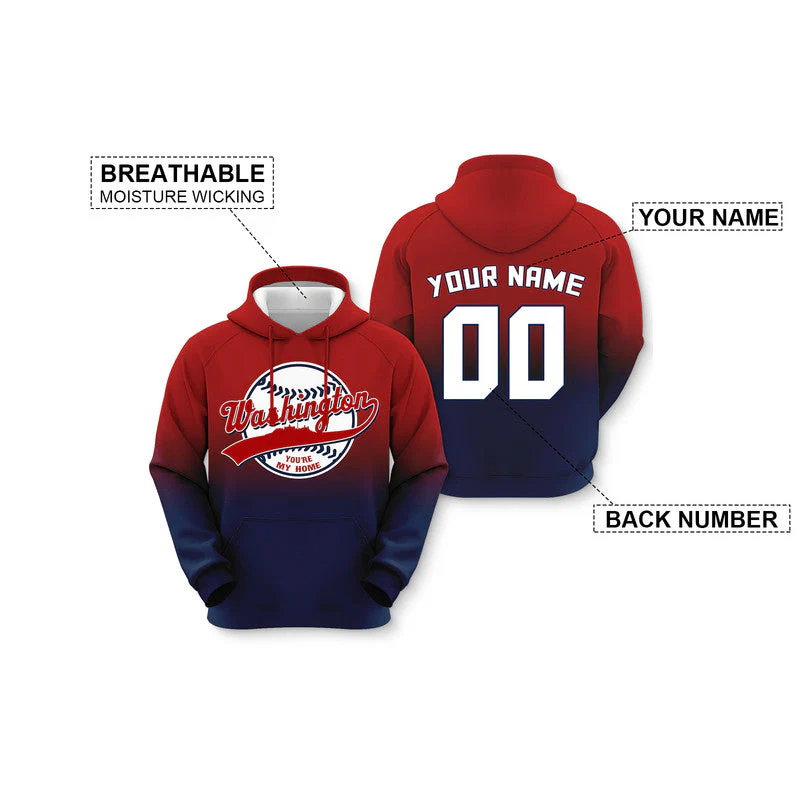 Custom Sports Pullover Sweatshirt Baseball City Washington You're My Home Split Fashion Hoodie