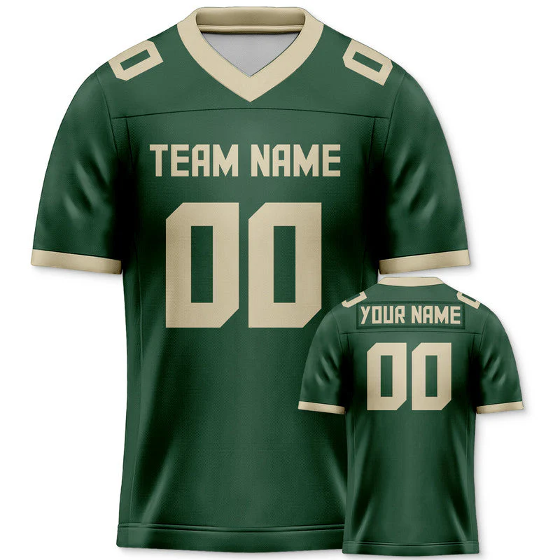 Custom Green Old Gold Mesh Authentic Football Jersey