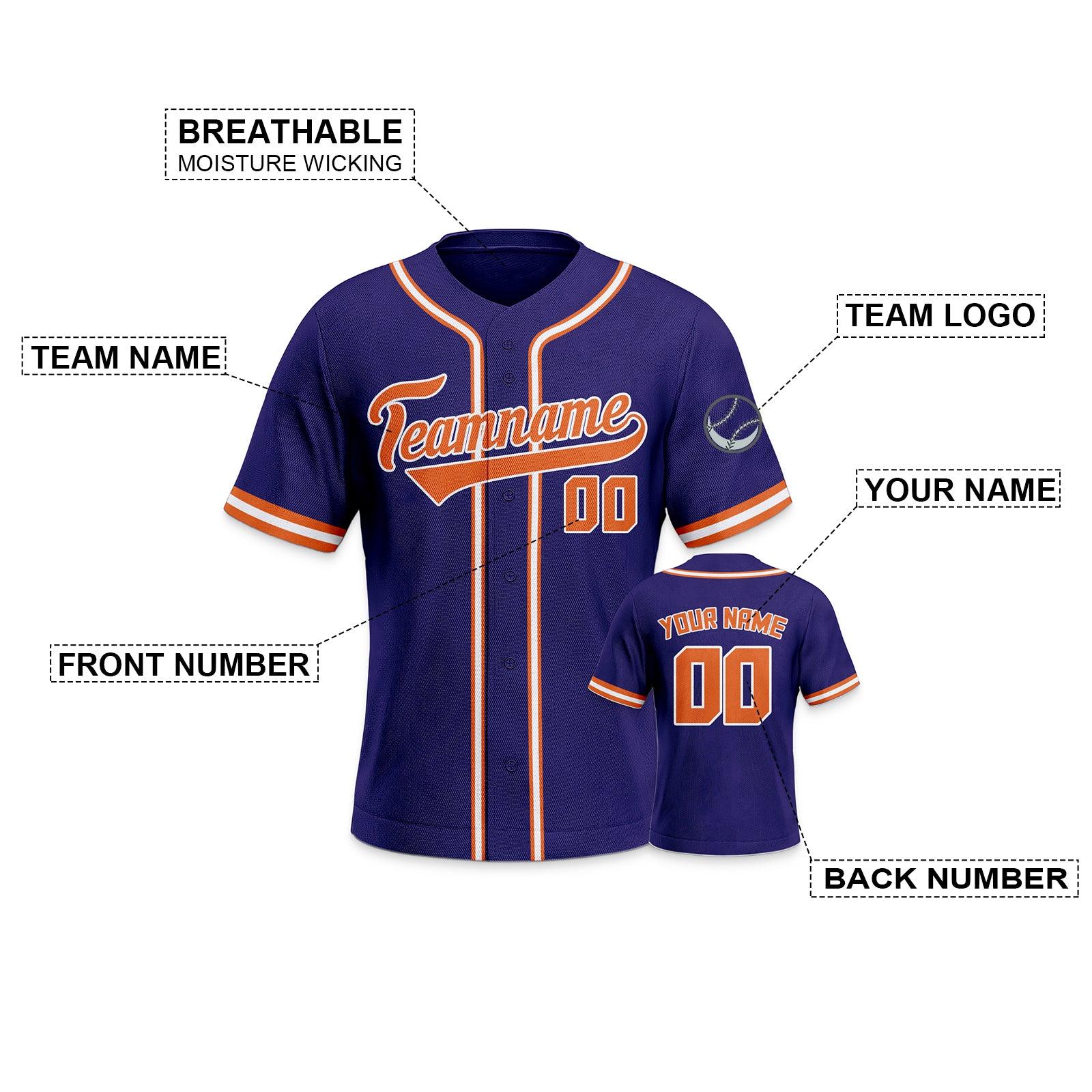Custom Purple Orange-White Authentic Classic Baseball Jersey