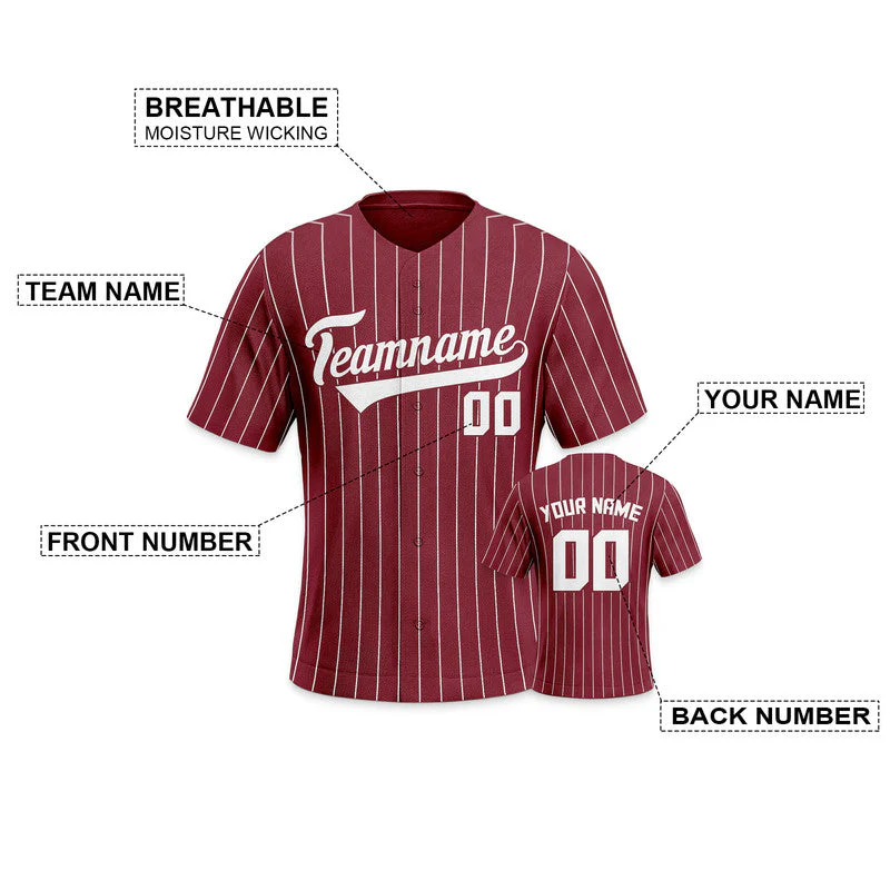 Custom Crimson Gray Pinstripe White Gray Authentic Baseball Jersey