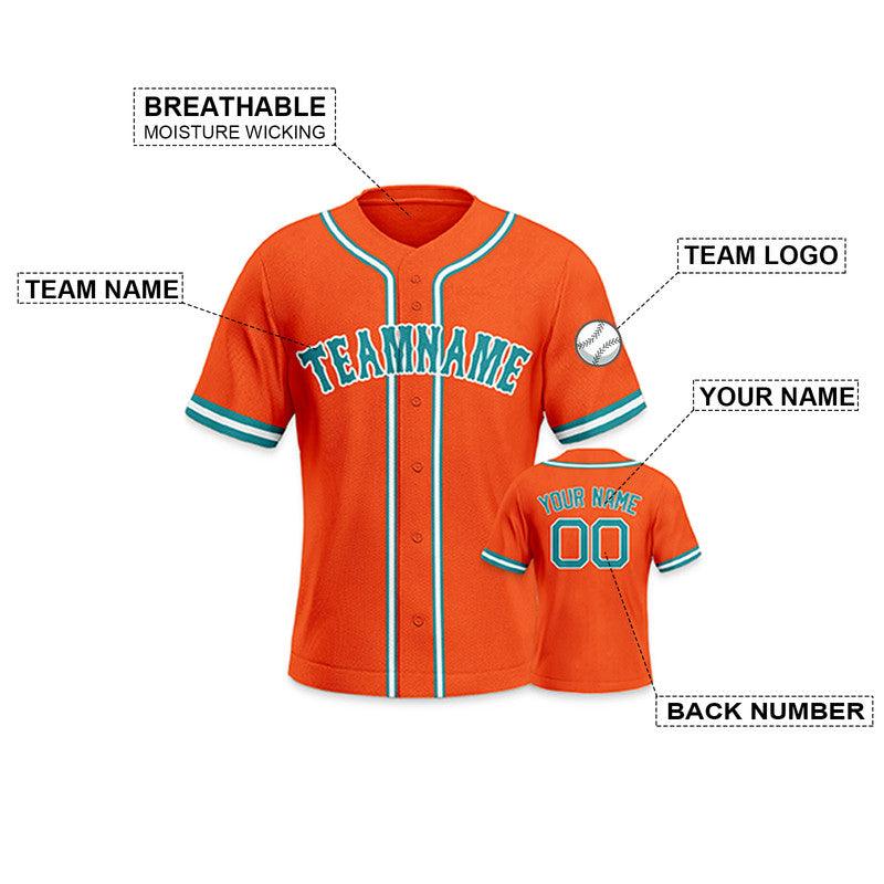 Custom Orange Aqua-White Authentic Baseball Jersey-2