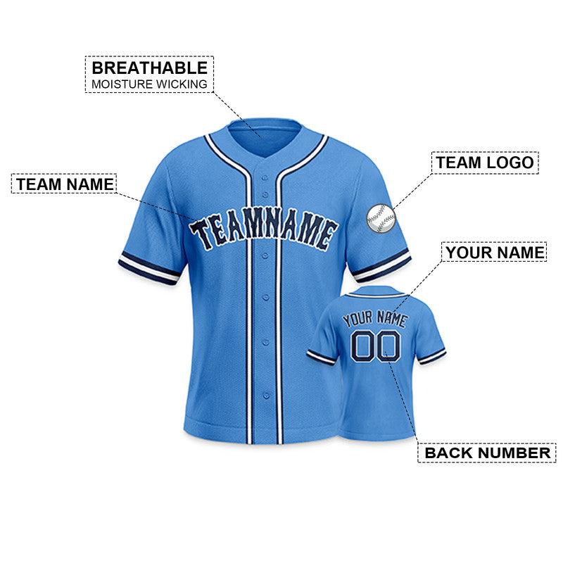 Custom Powder Blue Black-White Authentic Baseball Jersey-2