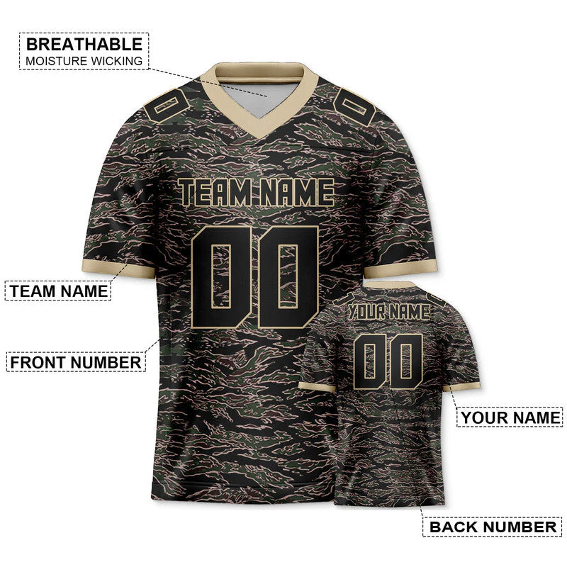 Custom Camo Black-Cream Authentic Salute To Service Football Jersey-2