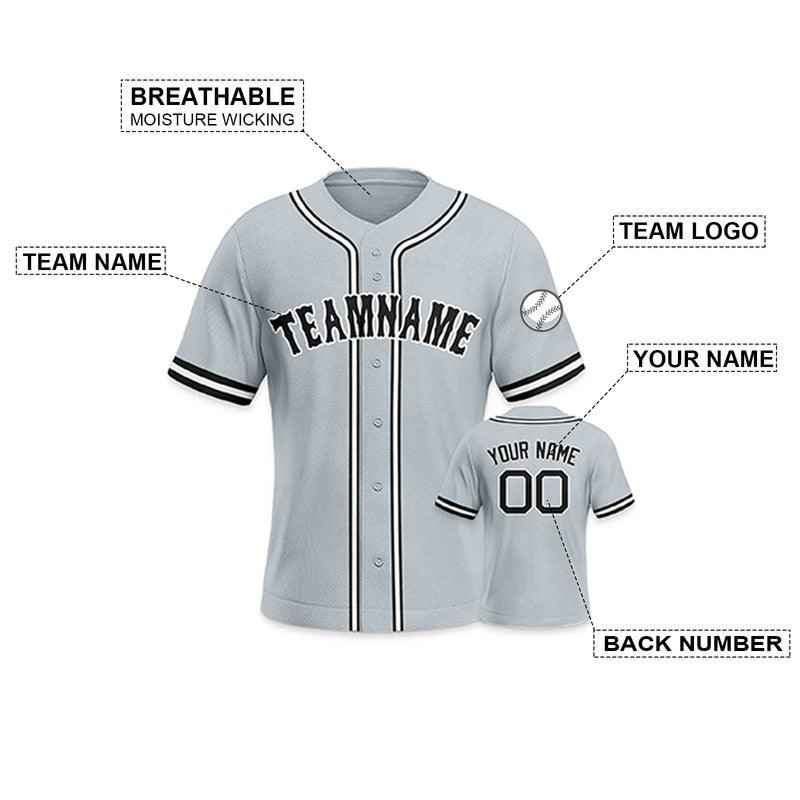 Custom Gray Black-White Authentic Baseball Jersey-2