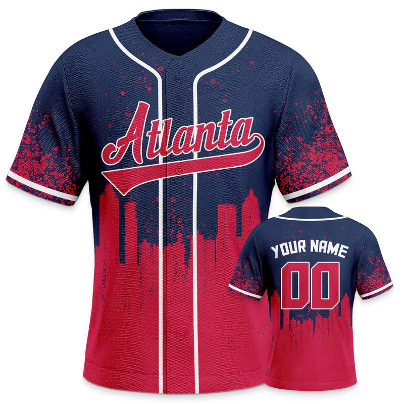 Custom 3D Graffiti Navy Red-White Authentic Baseball Silhouette Jersey