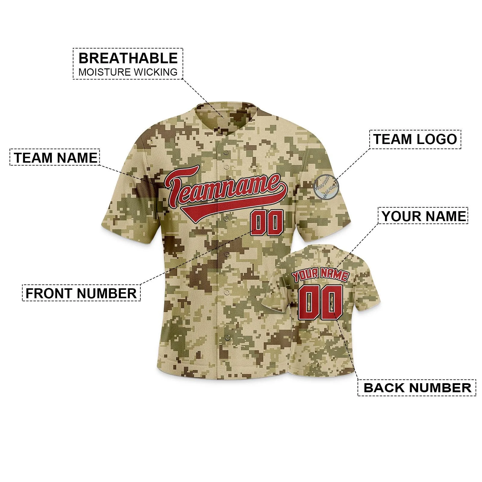 Custom Camo Red-Black Authentic Salute To Service Baseball Jersey