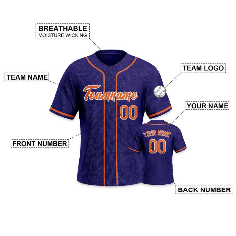 Custom Purple Orange-White Authentic Baseball Jersey-3