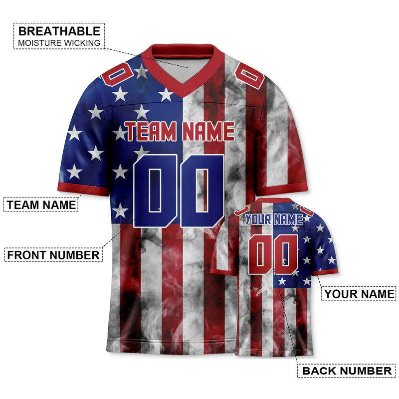 Custom 3D American Flag Fashion Authentic Football Jersey1