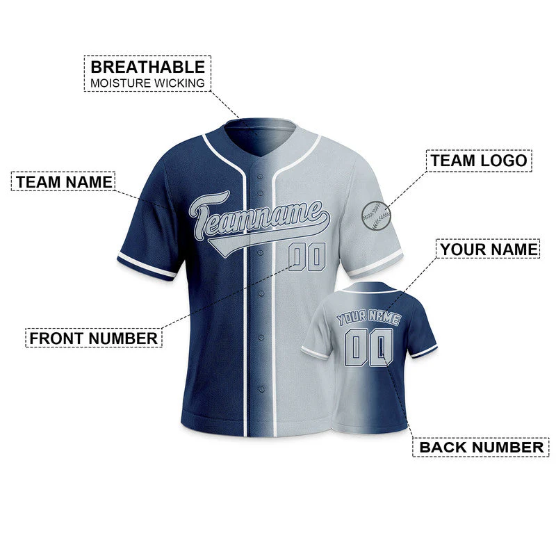 Custom Navy Gray-White Authentic Split Fashion Baseball Jersey1