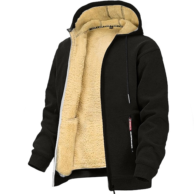 Classic Vintage Full Zip Fleece Hoodie - Casual Sports & Outdoor Jacket for Fall and Winte