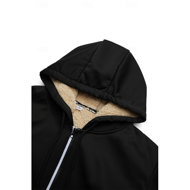 Classic Vintage Full Zip Fleece Hoodie - Casual Sports & Outdoor Jacket for Fall and Winte
