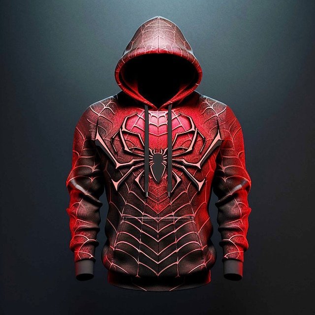 Halloween Spider Web 3D Print Graphic Hoodie with Front Pocket for Fashion, Outdoor, and Holiday Wear